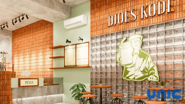 Desain Interior Cafe Djoes Kode Surabaya: Estetika Industrial Modern di G-Walk Citraland