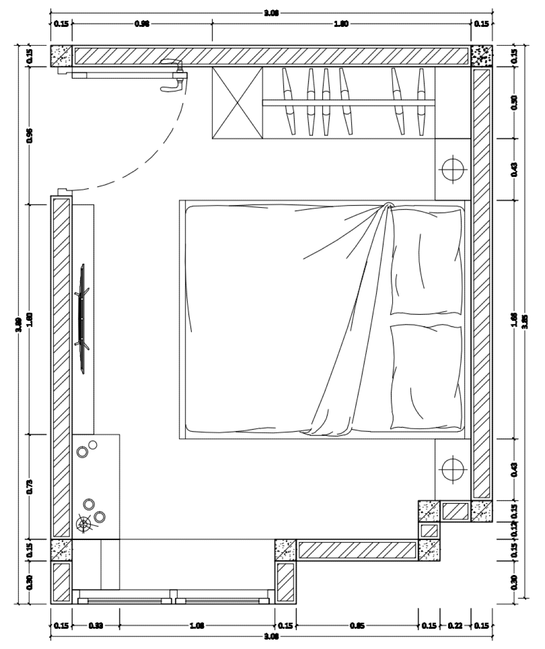 Desain Interior Kamar Tidur Utama Master Bedroom 3x3.8m: Solusi Cerdas Rumah Tipe 5x11 di Wisata Bukit Mas - Gallery 11