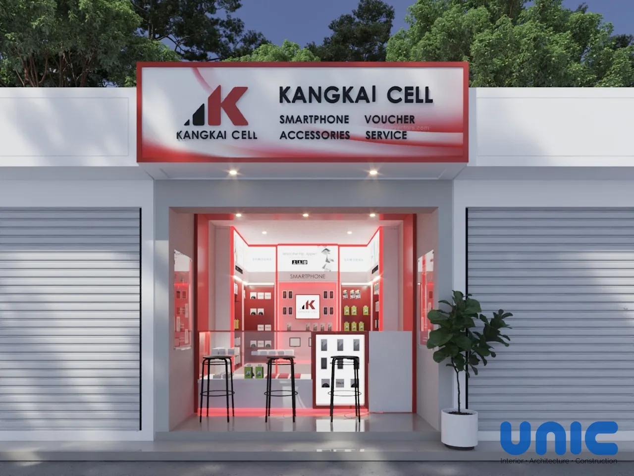 Desain Interior Konter Pulsa Modern Surabaya: Inovasi Retail 3x4 yang Kontras & Menarik - Gallery 1