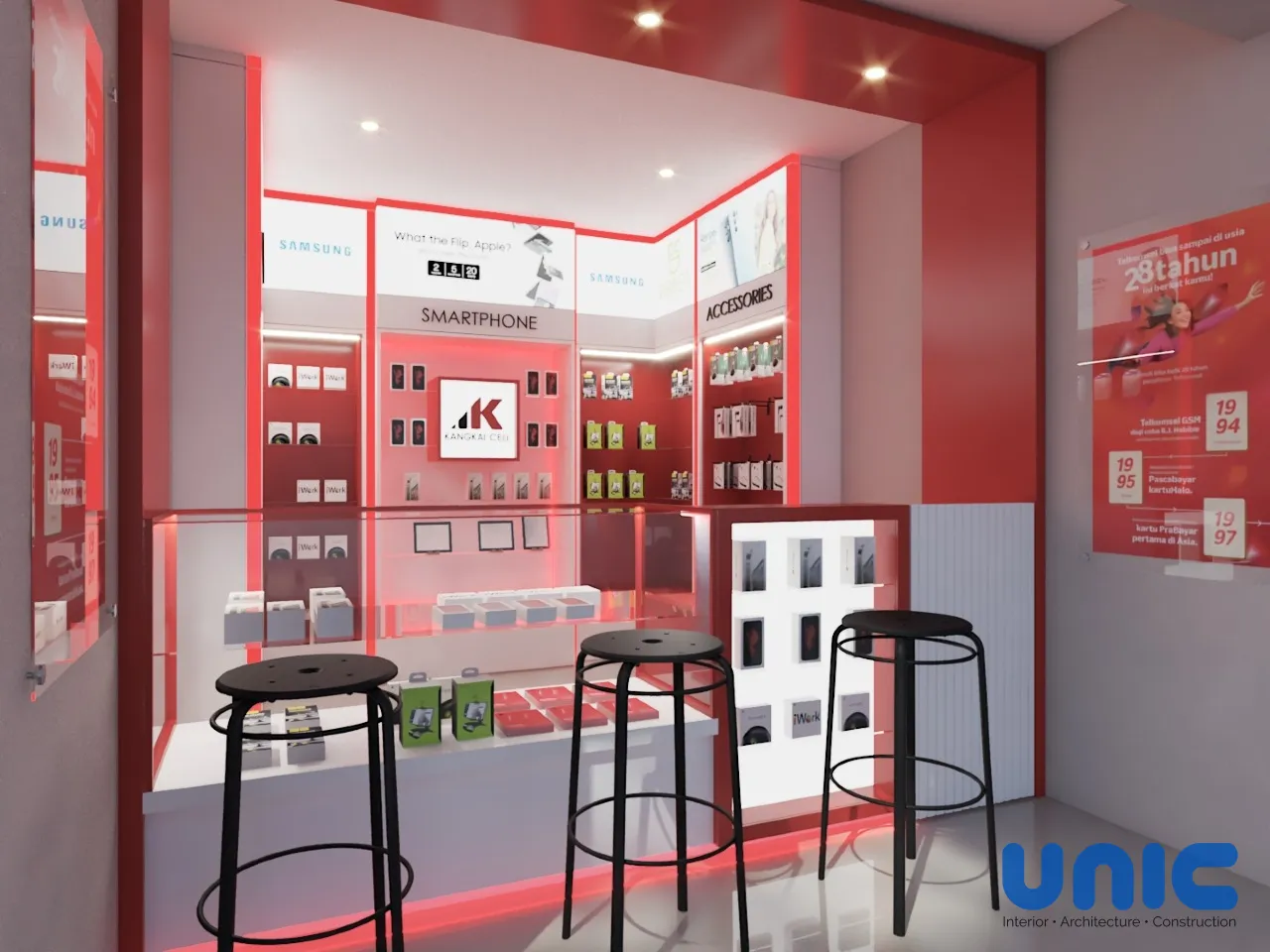 Desain Interior Konter Pulsa Modern Surabaya: Inovasi Retail 3x4 yang Kontras & Menarik - Gallery 3