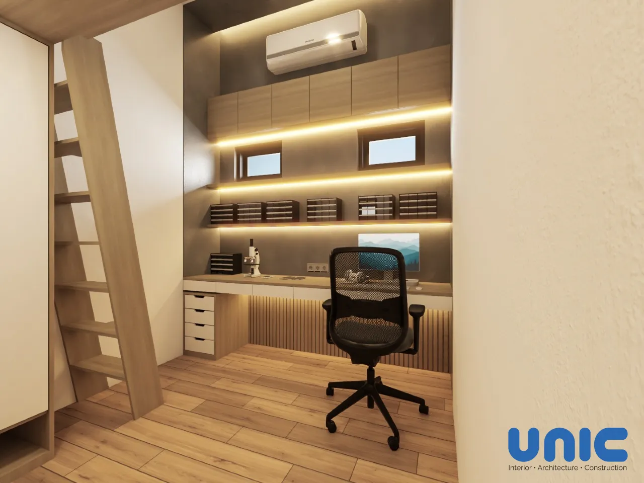 Inspirasi Desain Kamar Mezzanine 2x2: Ruang Kerja Gadget Repair & Kamar Tidur Minimalis Surabaya - Gallery 4