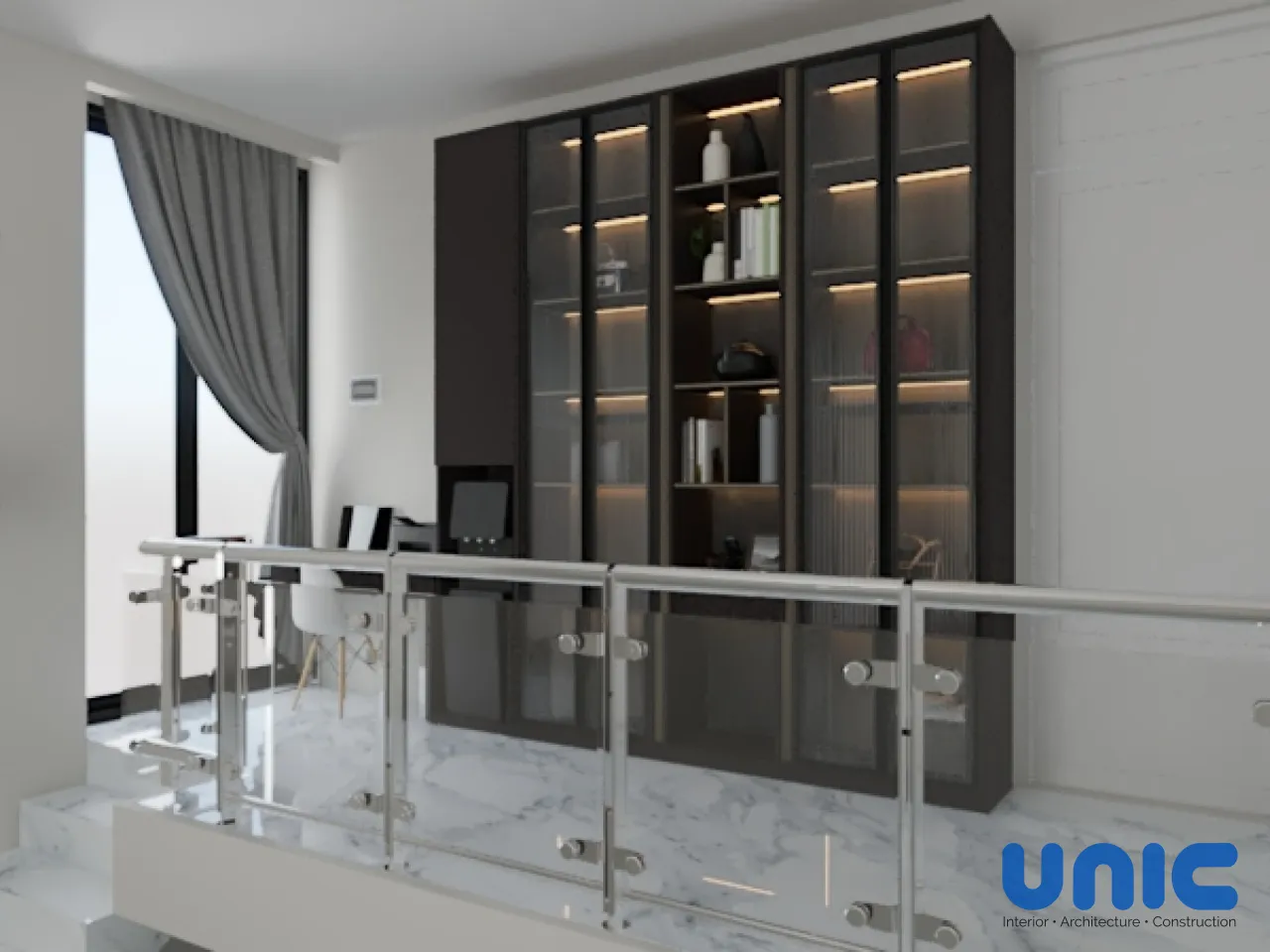 Interior Pakuwon City Aruba Villa Surabaya: Transformasi Lorong Menjadi Kabinet Pajangan & Meja Kerja Mewah - Gallery 2