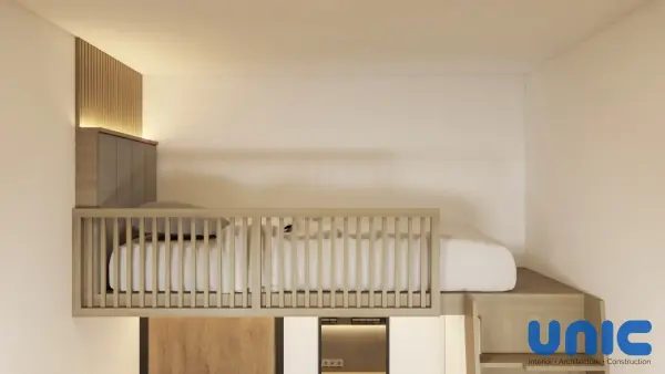Inspirasi Desain Kamar Mezzanine 2x2: Ruang Kerja Gadget Repair & Kamar Tidur Minimalis Surabaya