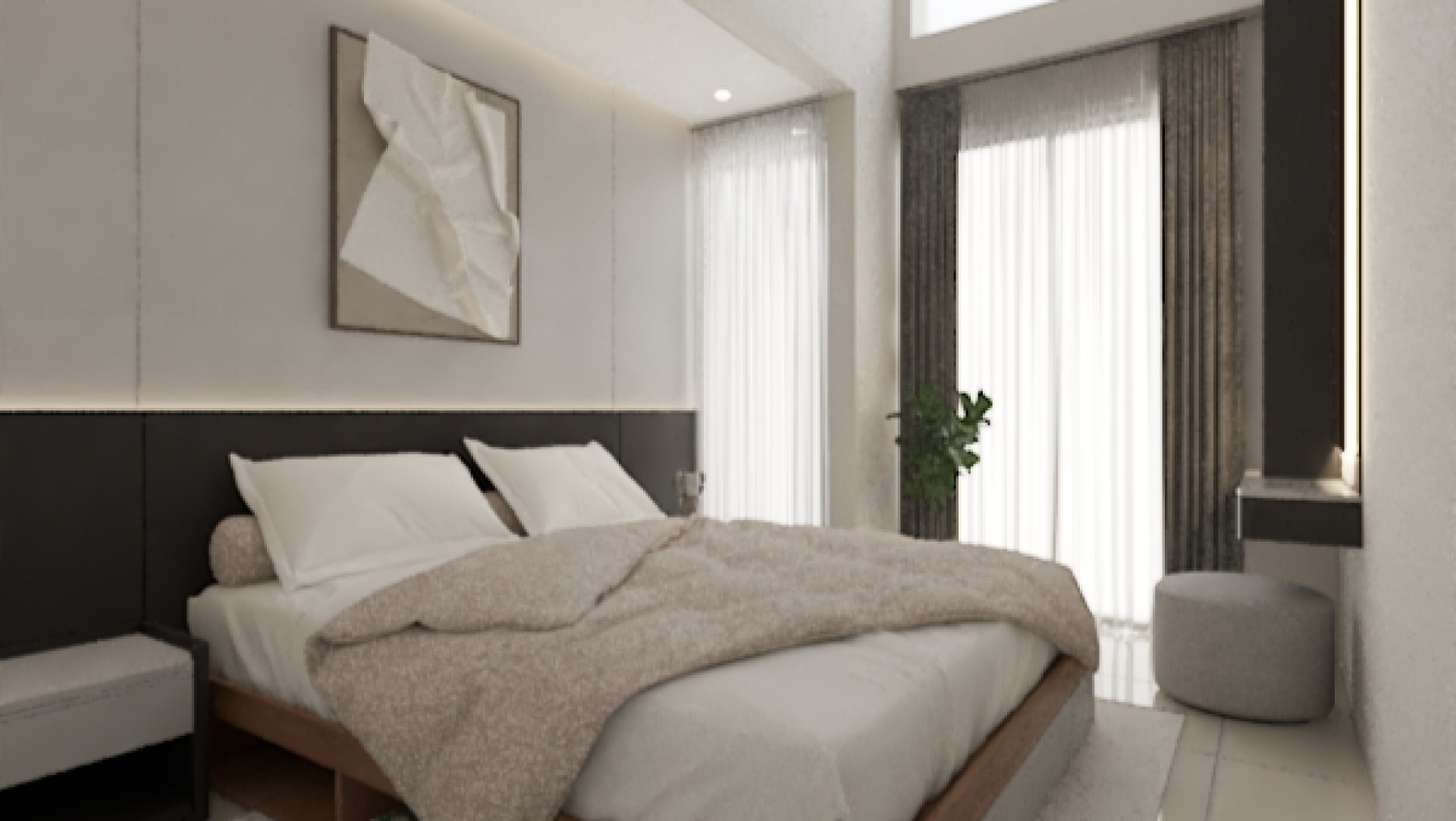 Interior Kamar Utama Minimalis Grand Pakuwon Surabaya: Solusi Cerdas Ruang Terbatas - Custom Furniture Grand Pakuwon, Cluster Adelaide, Surabaya